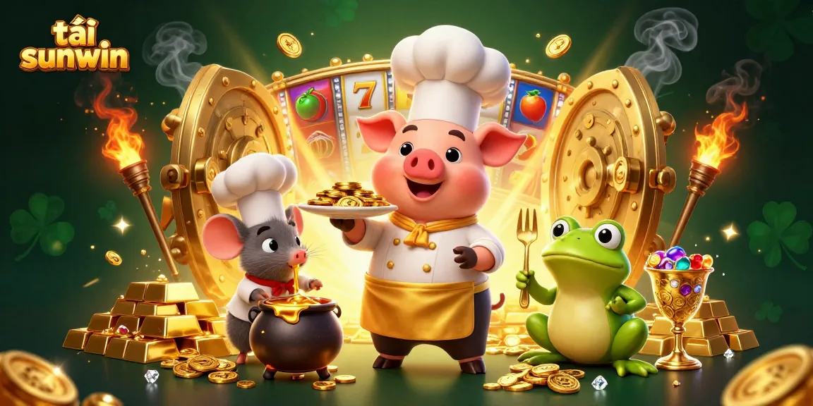 Engage with tải sunwin through an enchanting 3D casino scene filled with gold, jewels, and lively characters.