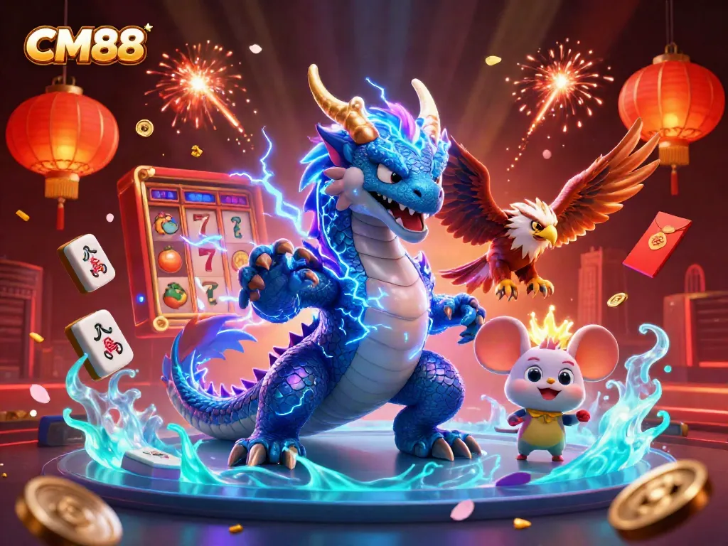 Experience thrilling moments at CM88 Casino with electrifying characters and vibrant gaming elements.