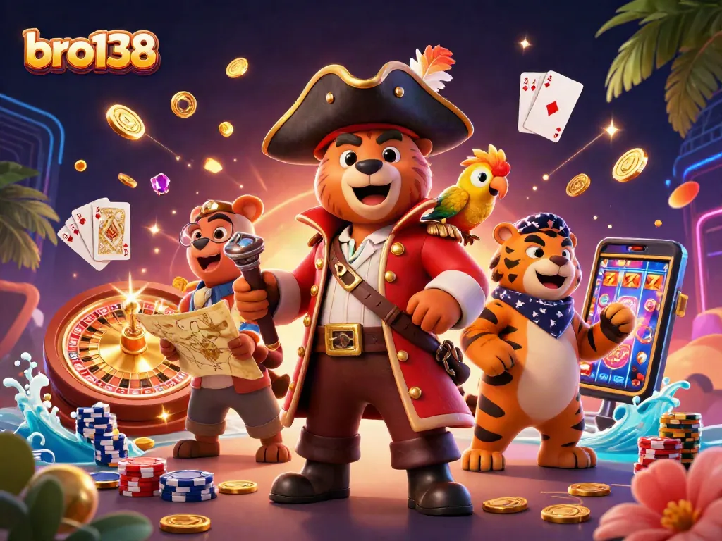 Engage with thrilling games at bro138's vibrant casino scene featuring dynamic characters and exciting elements.