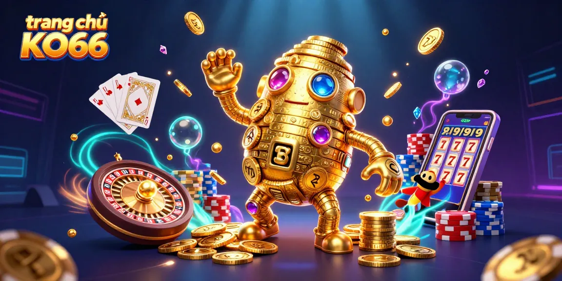 Engage with exciting gameplay at trang chủ KO66 featuring golden golem and slot elements.