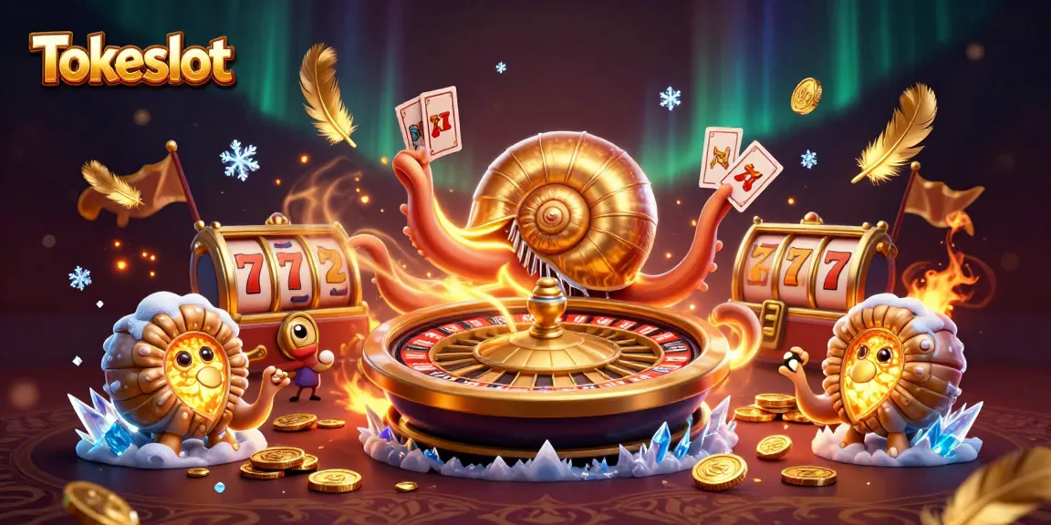Tokeslot showcases an engaging scene with the giant nautilus and lucky slot reels, offering thrilling online gaming.