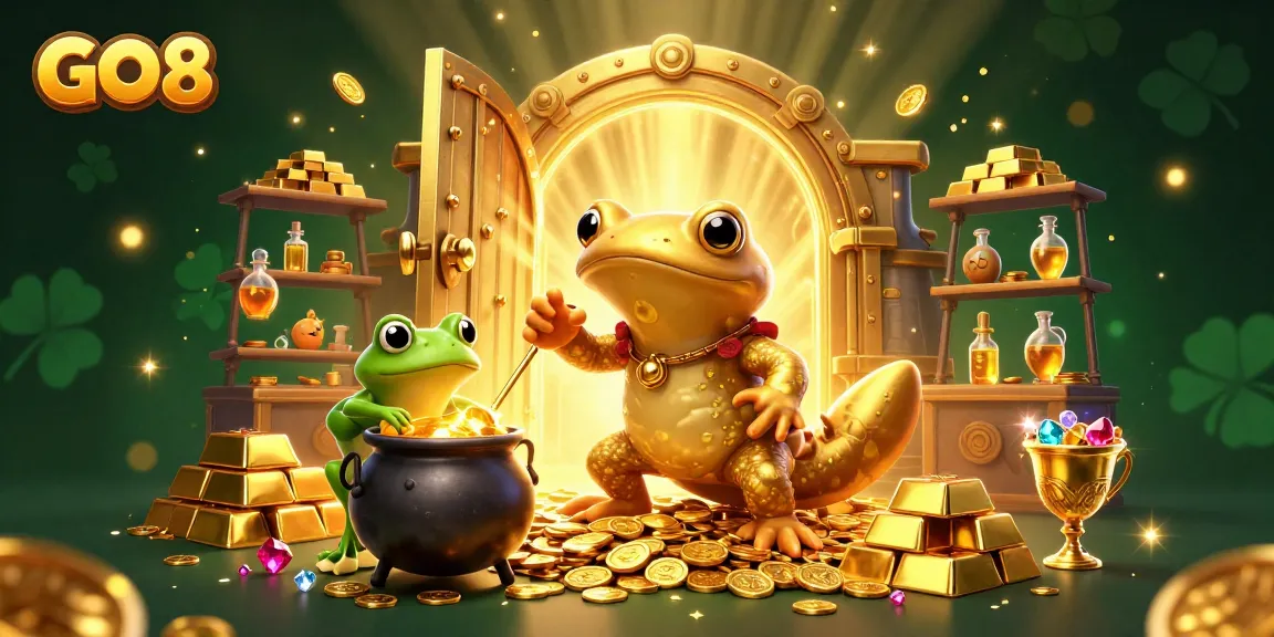 Experience the thrill of GO8's virtual casino as winning coins flow from the golden alchemist's cauldron.