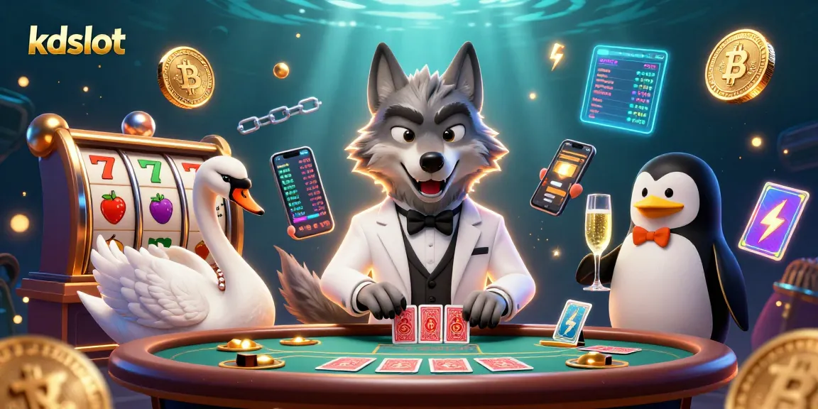 Spin the reels at kdslot with a debonair wolf and elegant characters for a thrilling casino experience.