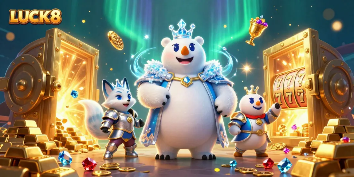 Experience the thrill at LUCK8 with a rich casino fantasy scene featuring treasures and excitement.