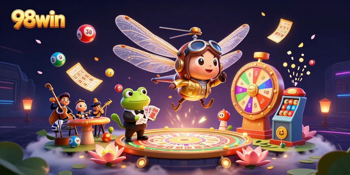 Spin the reels at 98win with vibrant scenes of gaming excitement and inviting atmosphere.