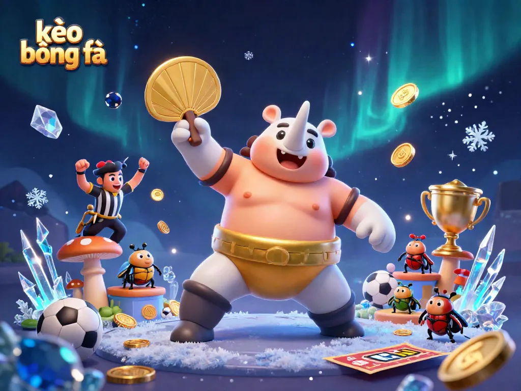 Engage in kèo bóng đá excitement with 3D illustration of a beetle champion and dynamic betting elements.
