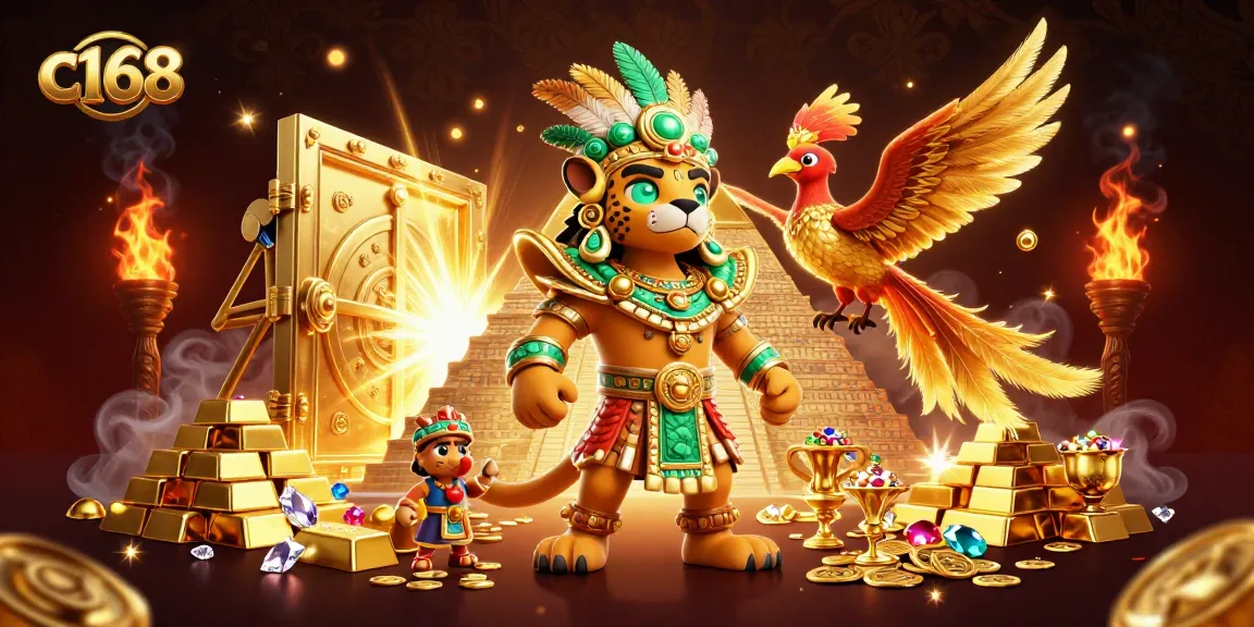 Experience thrilling wins at c168 with glowing treasures and a vibrant casino scene.