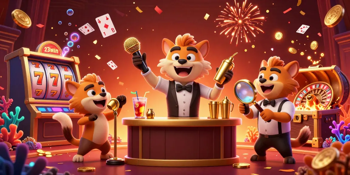 Experience the fun at the 23win casino club with a lively scene featuring hyenas playing various roles like bartender and bouncer.