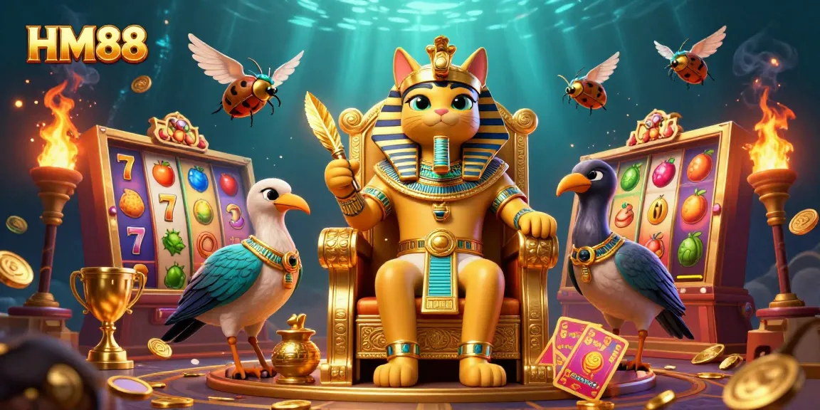 Engage with the immersive HM88 casino experience showcasing vibrant slots and animated characters.
