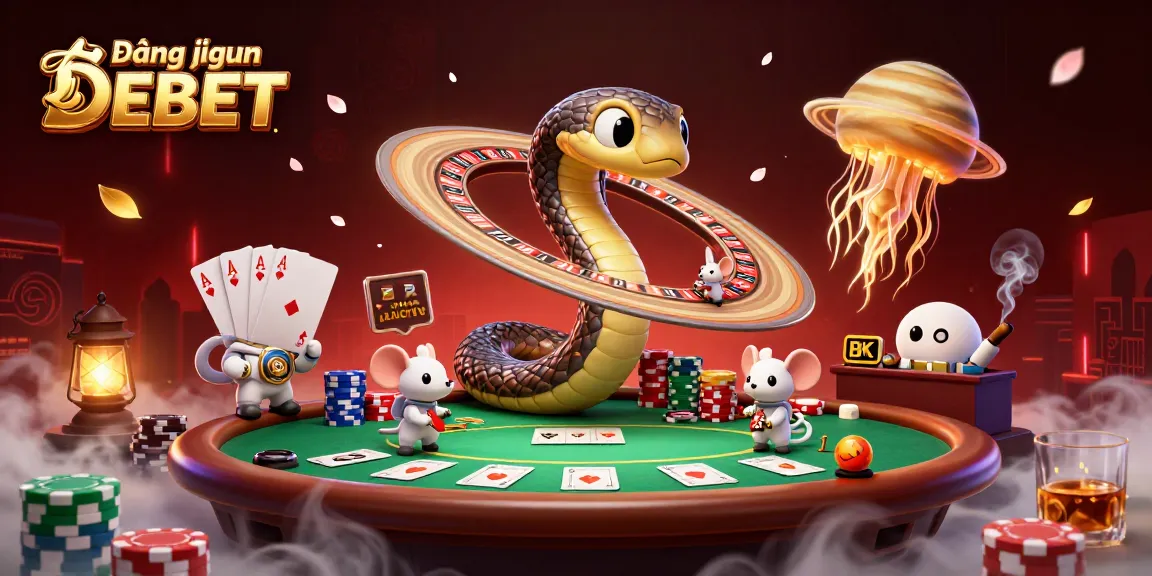 Engage in thrilling gameplay with Đăng nhập DEBET as cosmic dealer creates a vibrant casino scene.