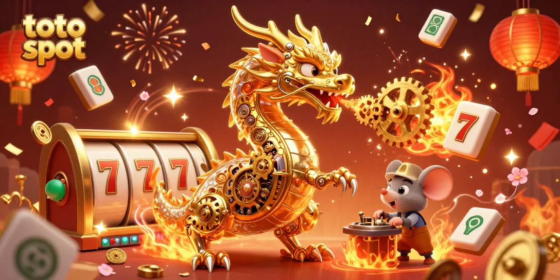Engage in the colorful action of toto slot with a golden dragon and vibrant slot elements.