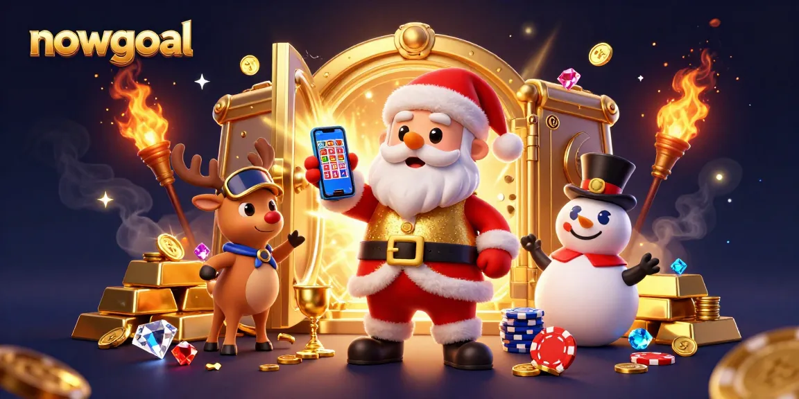 Experience thrilling gameplay on nowgoal with Santa and friends in a vibrant 3D casino scene.