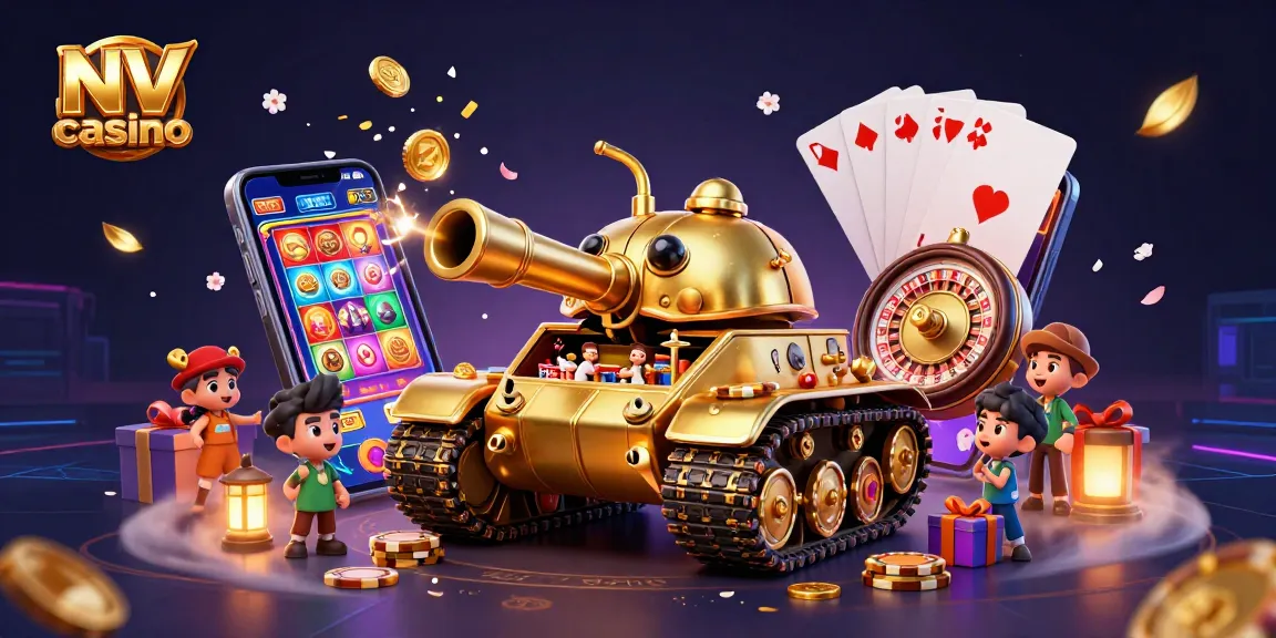 Engage with the NV casino experience in a vibrant, dynamic digital illustration showcasing gaming elements.