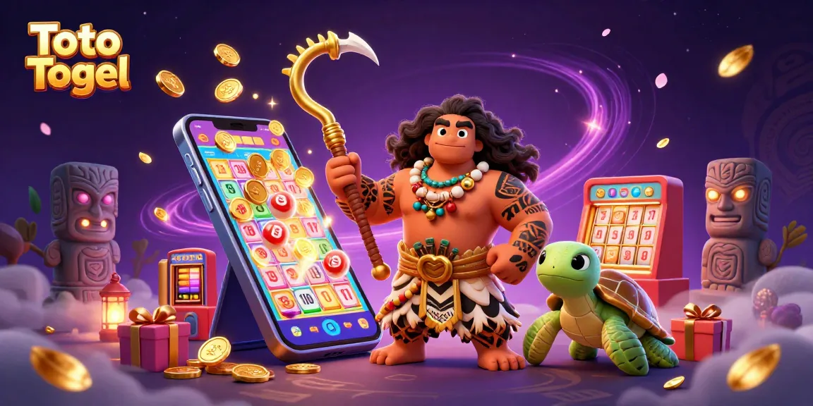 Experience the excitement of Toto Togel with a vibrant lottery-themed 3D illustration featuring rich characters and dynamic game elements.