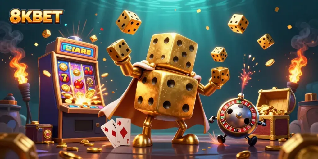 Experience the thrill of winning with 8KBET in this vibrant, dynamic casino scene.