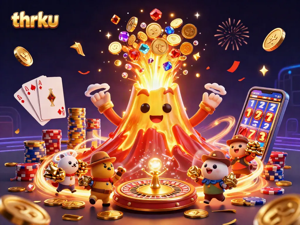 thrku brings excitement to players with dynamic 3D volcano and treasure-filled scene