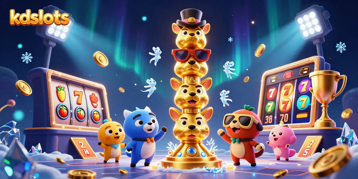 Engage in thrilling gameplay with kdslots featuring vibrant slot reels and animated golden totem characters.