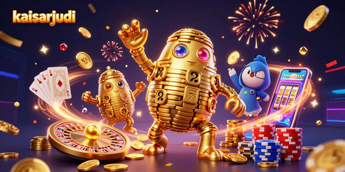 Win big on kaisarjudi with vibrant casino scenes of golden golems and dynamic gaming elements.
