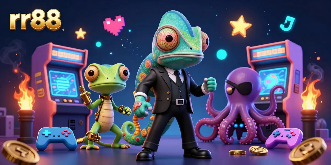 Engage with thrilling casino adventures featuring rr88's secret agent chameleon and colorful gaming elements.