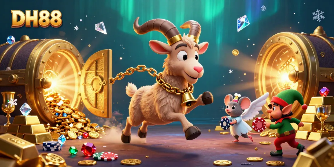 Celebrate wins at DH88's festive casino with lively characters and sparkling treasures.
