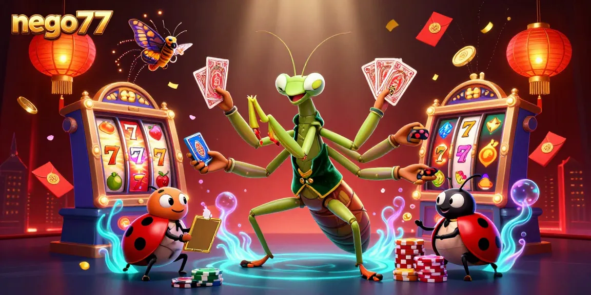 Discover lucrative slot strategies with nego77 showcasing a vibrant casino scene filled with action and excitement.
