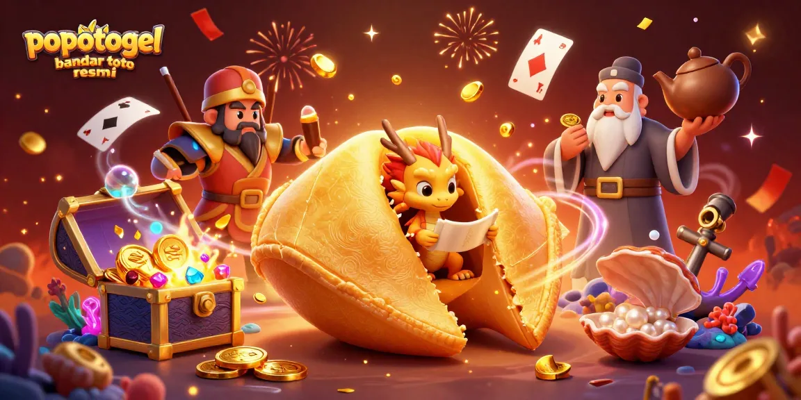 Engage with popotogel bandar toto resmi's thrilling gaming experience featuring golden fortune cookies and treasures.