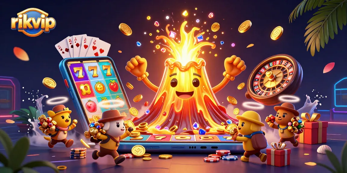 Experience the excitement of rikvip with vibrant casino-themed graphics and treasure-filled adventure.