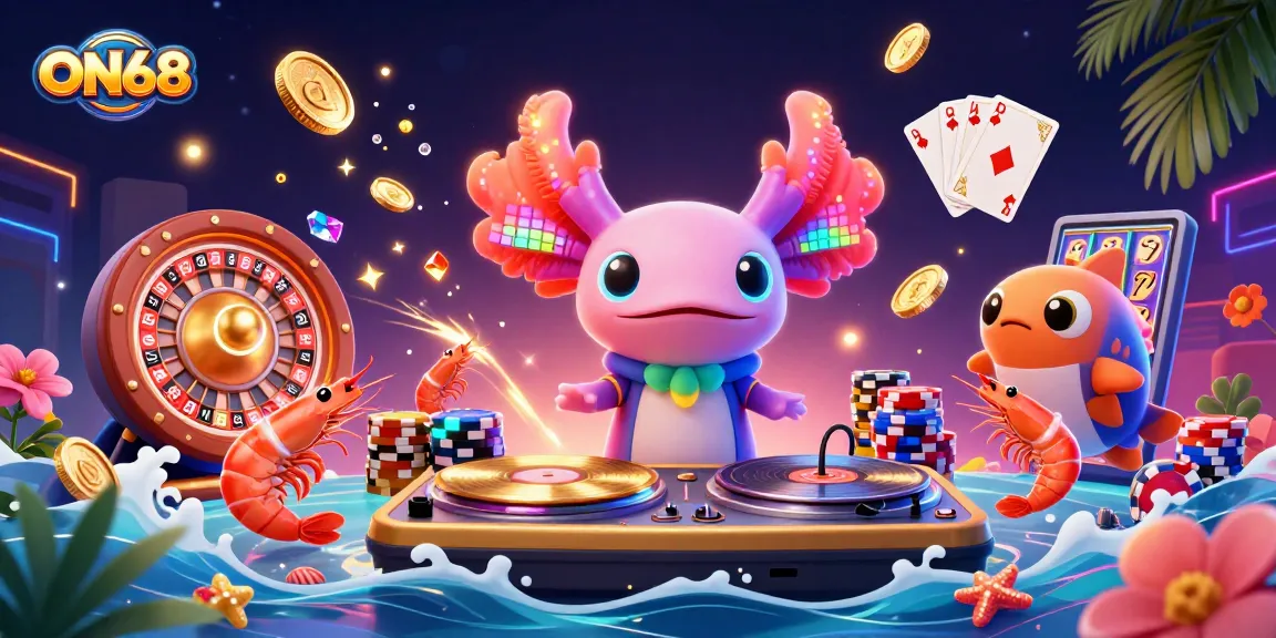 Engage with ON68’s thrilling underwater casino scene featuring vibrant characters and exciting gaming elements.