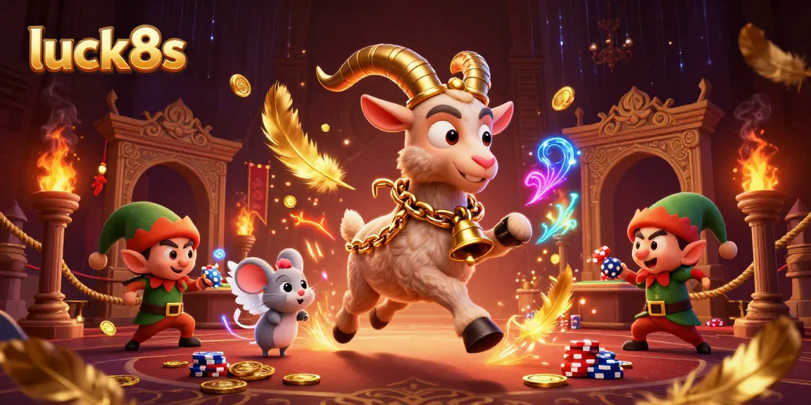 Experience thrilling gaming action with luck8s at a vibrant online casino with festive characters.