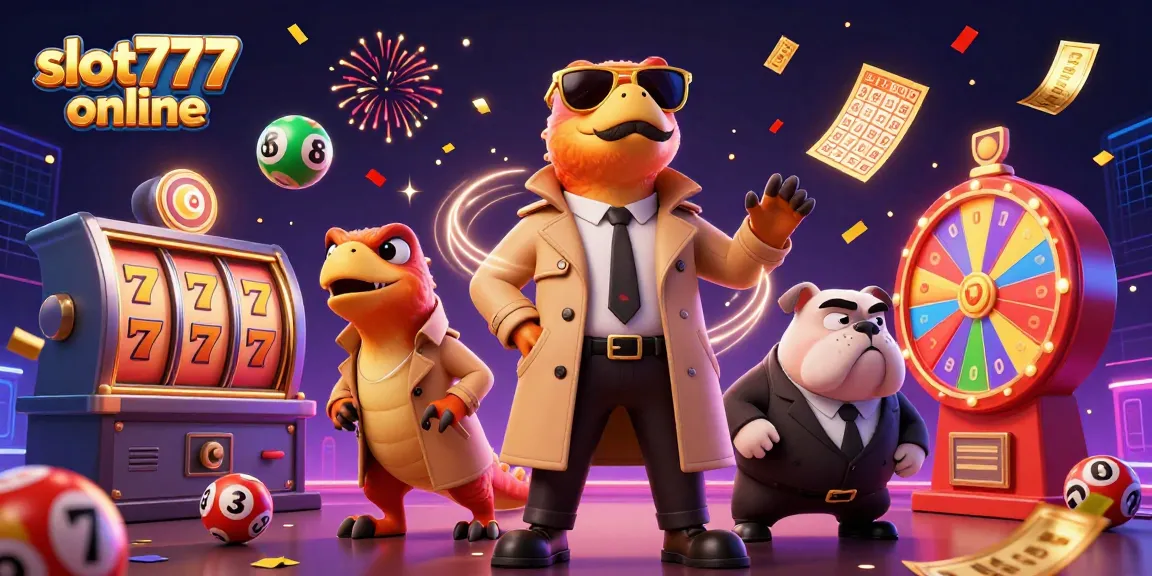 Engage with slot777 online gameplay featuring dynamic raptors in a trench coat at the casino.