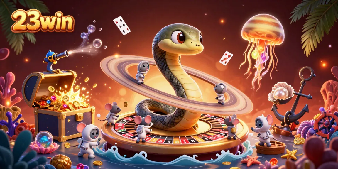 Experience thrilling gameplay at 23win with an engaging celestial casino scene featuring snake and jellyfish elements.