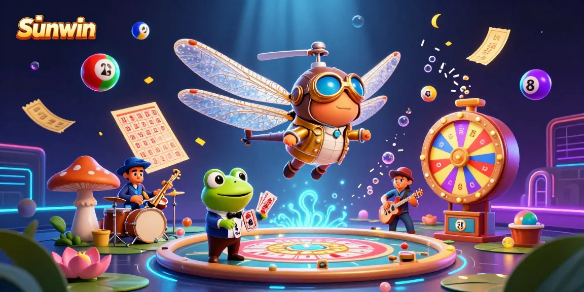 Experience high-stakes gaming action with Sunwin as a dragonfly pilot and frog croupier at a lily pad casino.