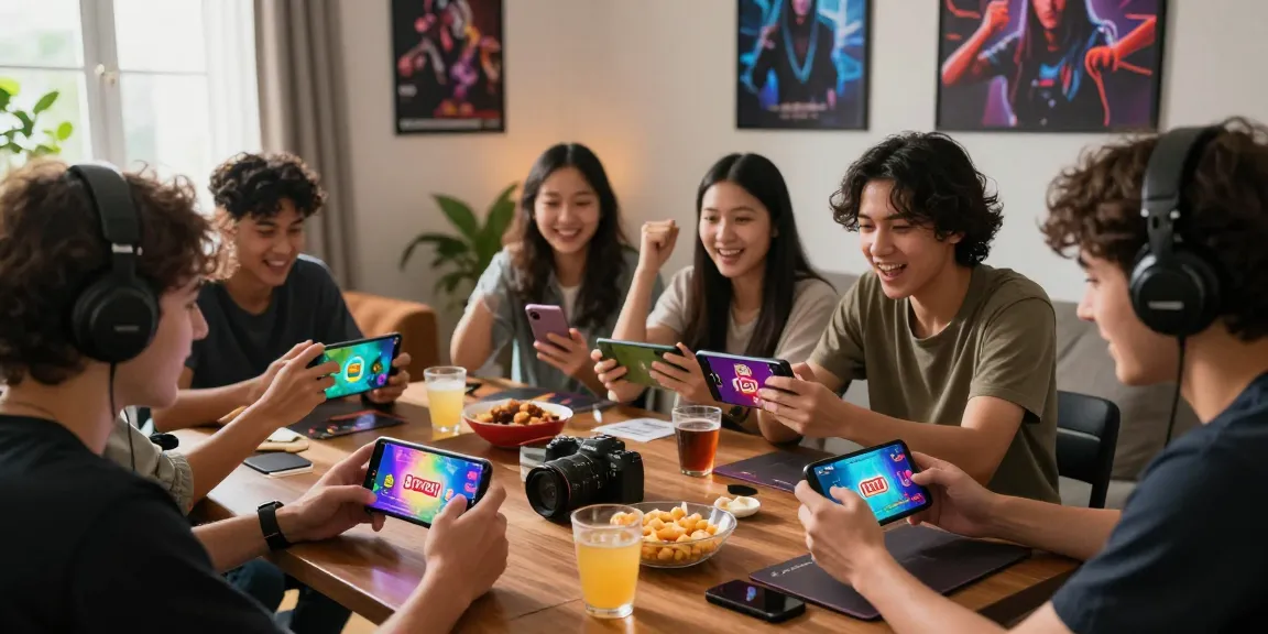 Group of friends playing 3patti loot apk on mobile phones in a cozy living room.
