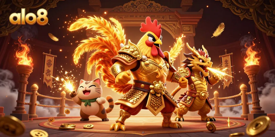 Alo8 brings thrilling cockfighting action to life with vibrant characters and dramatic gaming elements.