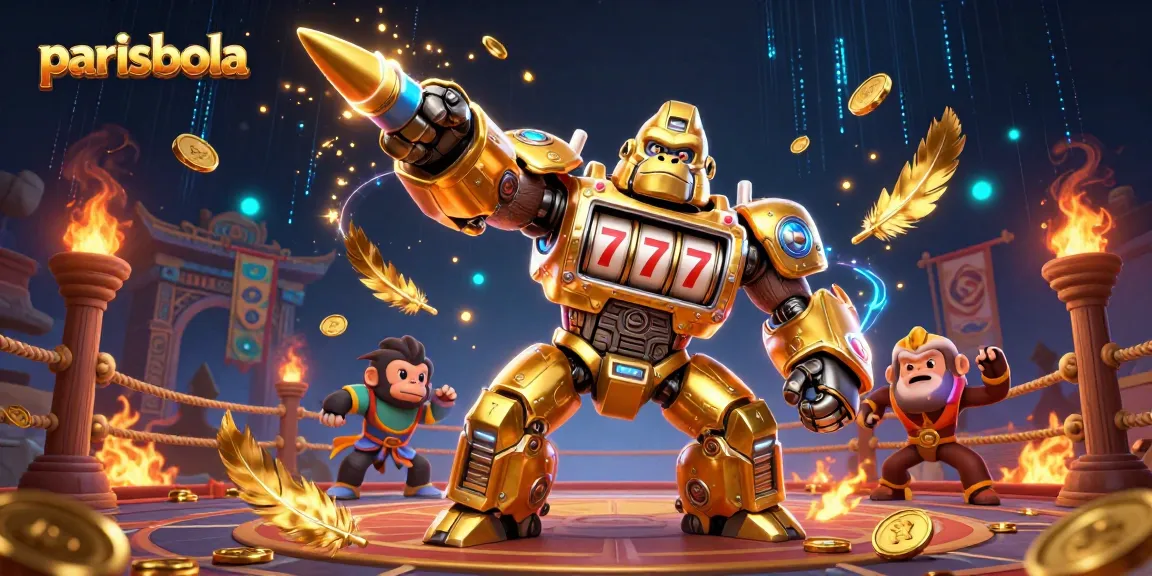 Engage with thrilling parisbola gameplay featuring dynamic golden gorilla mech and explosive casino elements.