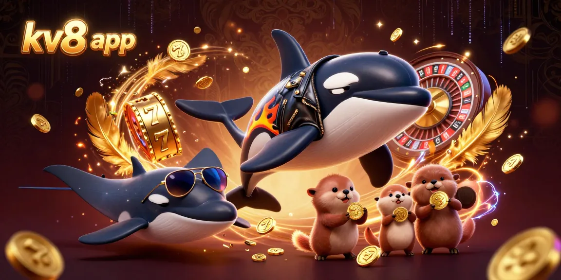 Join the excitement at kv8 app with vibrant characters and casino themes celebrating thrilling wins and opportunities