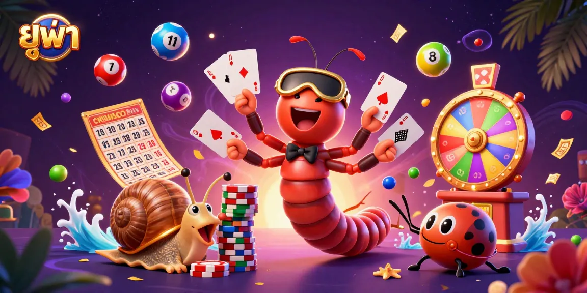 ยูฟ่า's thrilling casino scene featuring a millipede dealer, colorful lottery elements, and a lively atmosphere.