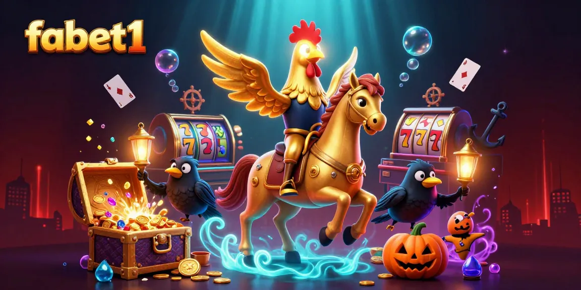 Experience the exhilarating gameplay of fabet1 with a golden rooster riding through a thrilling casino scene.