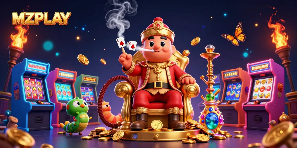 MZPLAY showcases a vibrant 3D casino scene with characters and slot elements for an engaging online gaming experience.