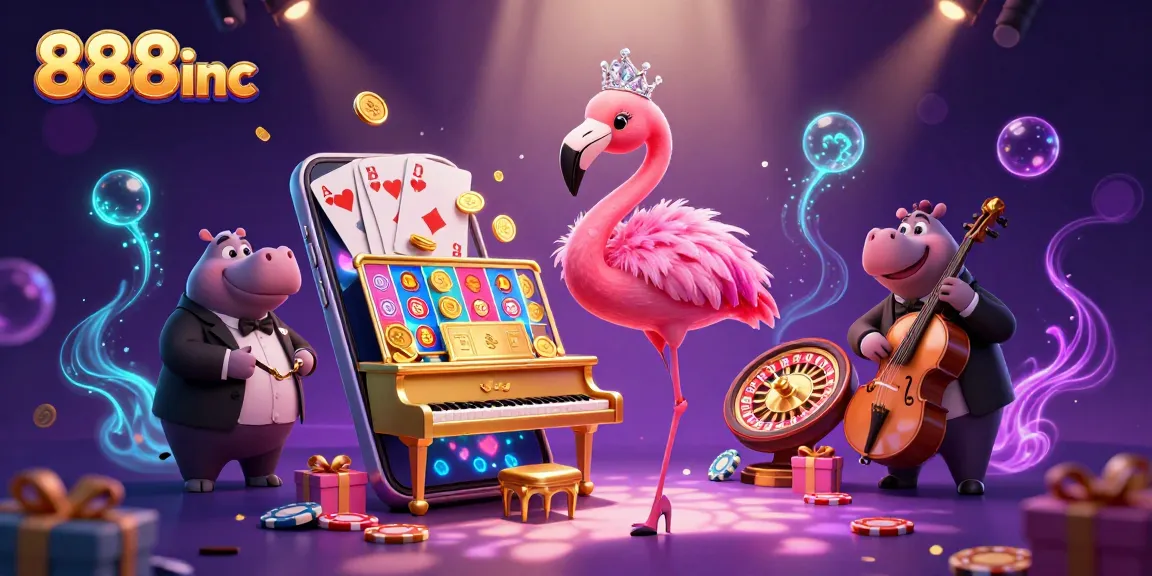 Experience the thrilling vibe of 888inc with dynamic casino characters and exciting game elements.