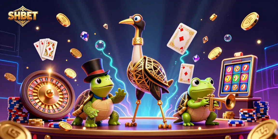 Experience the vibrant SHBET casino scene with dynamic characters and thrilling game elements.