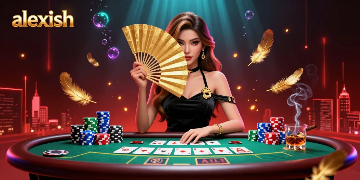 Experience thrilling gambling with alexish, featuring a captivating Asian woman in a vibrant casino scene.