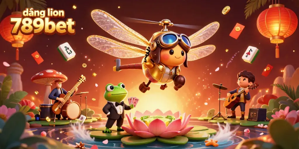 Experience đăng nhập 789bet with vibrant casino scenes featuring a dragonfly pilot and frog dealer.