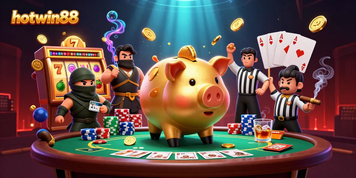Experience winning opportunities at hotwin88 with an engaging 3D casino scene featuring dynamic characters and slot game elements.