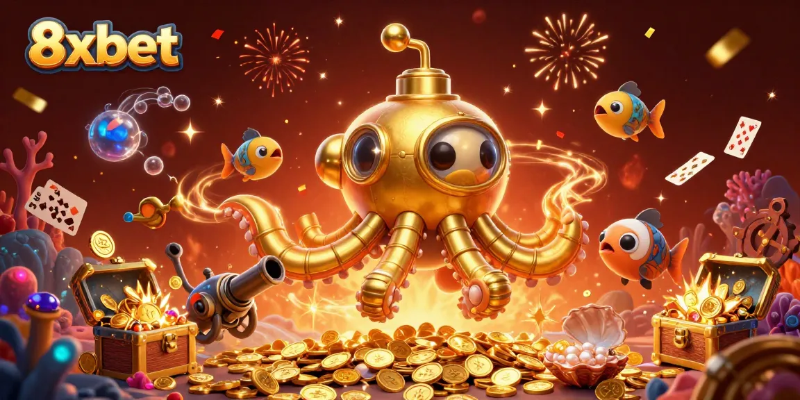 Engage in exciting 8xbet casino adventures surrounded by playful krakens and treasure!