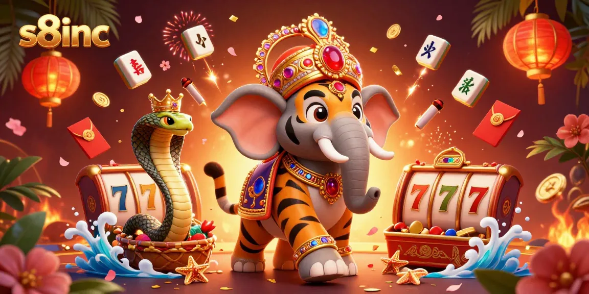 Engage with immersive gaming at s8inc featuring a vivid scene of a maharaja tiger and fortune elements.