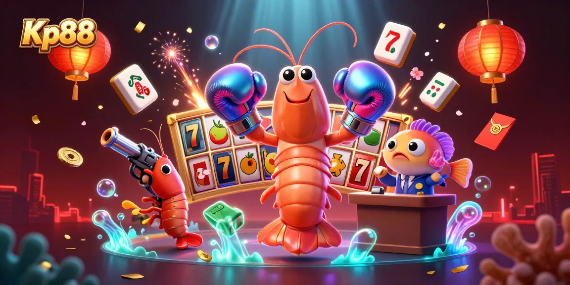 Kp88 slot game adventure featuring vibrant ocean-themed characters and gambling elements.