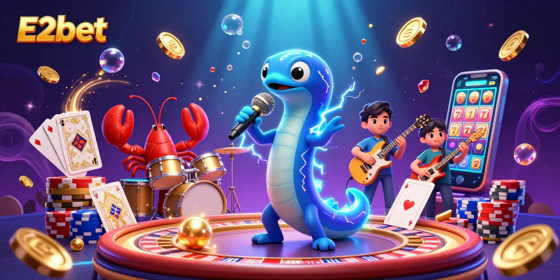 E2bet showcases an electrifying underwater casino scene with dynamic gaming elements and an energetic performance.