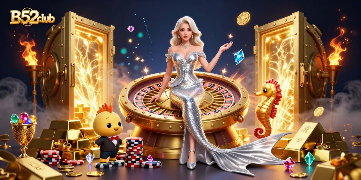 Experience the dynamic gaming environment of B52club with stunning illustrations and golden treasures.