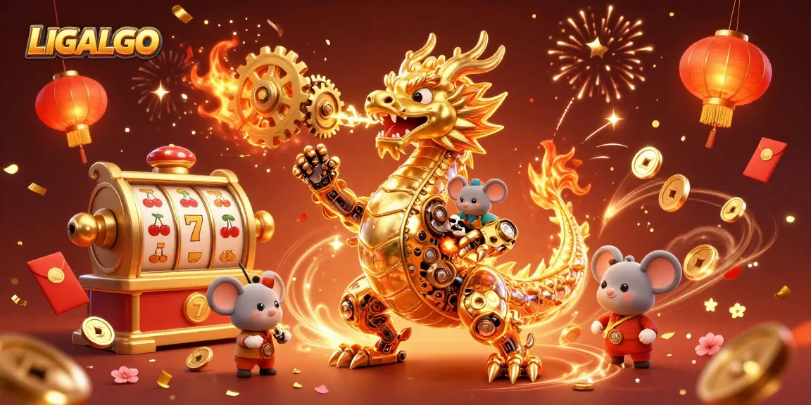 Experience LIGALGO's thrilling online slots with golden dragons and vibrant symbols.